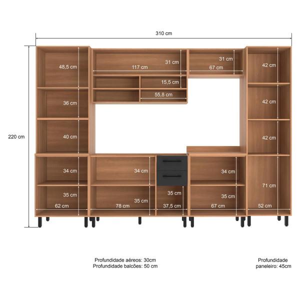 Imagem de Cozinha Completa Modulada 6 Peças com Gabinete para Pia Havana Multimóveis CR20315