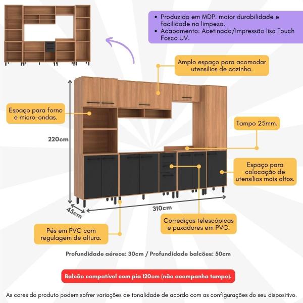 Imagem de Cozinha Completa Modulada 6 Peças com Gabinete para Pia Havana Multimóveis CR20315