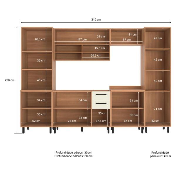 Imagem de Cozinha Completa Modulada 6 Peças com Gabinete para Pia Havana Multimóveis CR20315