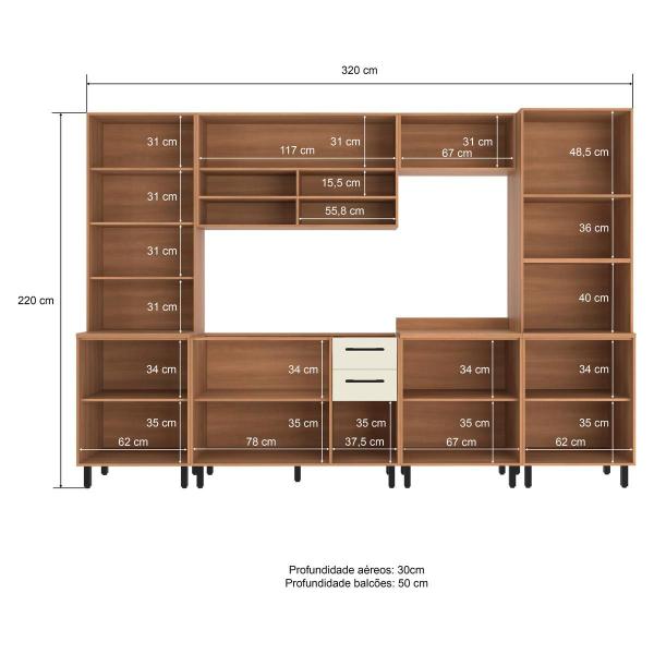 Imagem de Cozinha Completa Modulada 6 Peças com Gabinete para Pia Havana Multimóveis CR20319