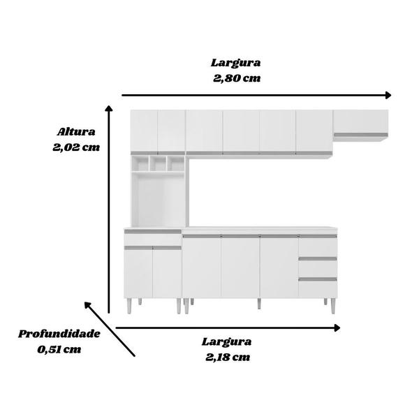 Imagem de Cozinha Completa Modulada Andreia 5 peças 280cm - Ajl Móveis