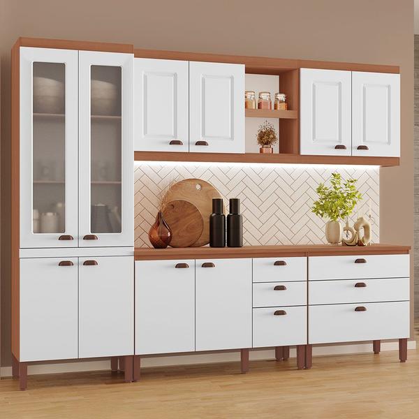 Cozinha Completa Modulada Jessica 100% MDF com 2 Balcões Independentes 10 Portas e 6 Gavet... Cozinha Completa Modulada Jessica 100% MDF com 2 Balcões Independentes 10 Portas e 6 Gavet...
