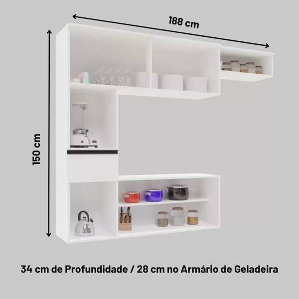 Imagem de Cozinha Completa Modulada Júlia - 4 Peças - Armário + Paneleiro + Balcão + Aéreo