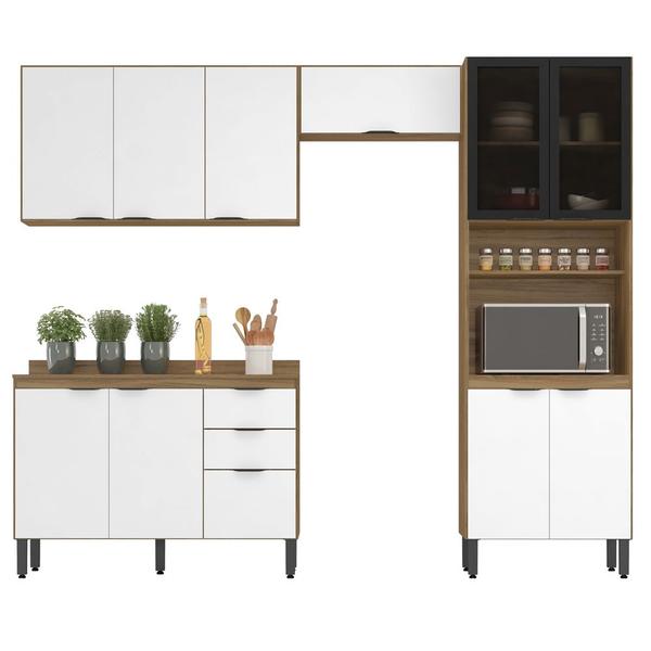 Imagem de Cozinha Completa Modular Firenze 5 Peças Composição 2 Amêndola Touch Branco FI0002 Demóbile