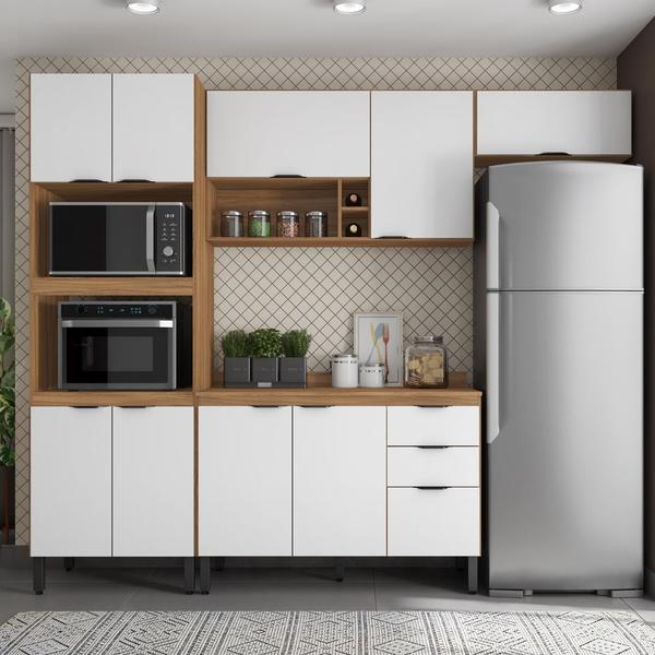 Imagem de Cozinha Completa Modular Firenze 5 Peças Composição 3 Amêndola Touch Branco FI0003 Demóbile