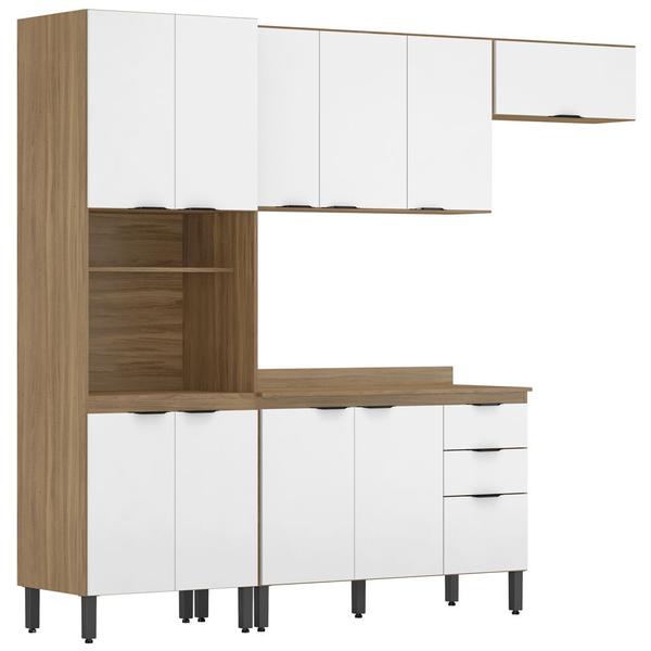 Imagem de Cozinha Completa Modular Firenze 5 Peças Composição 4 Amêndola Touch Branco FI0004 Demóbile