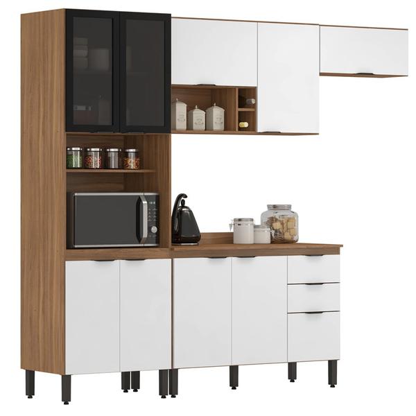 Imagem de Cozinha Completa Modular Firenze 5 Peças Composição 6 Amêndola Touch Branco FI0006 Demóbile