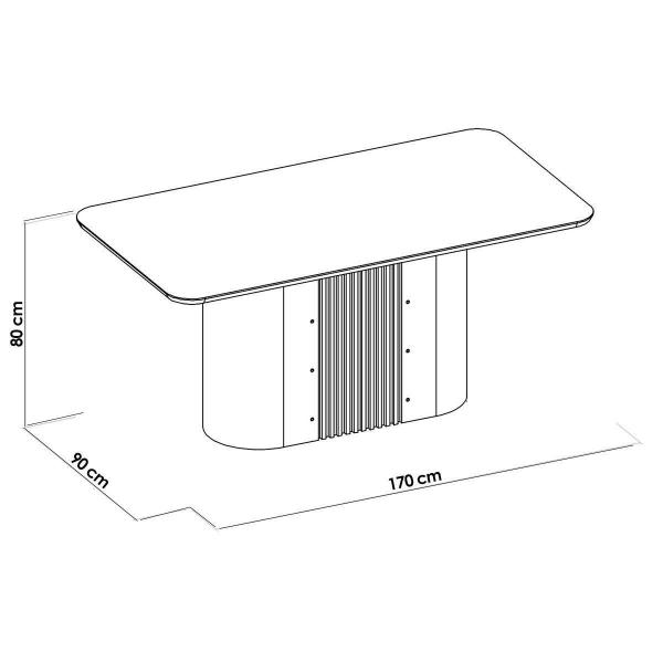 Imagem de Cozinha Completa Munique Tampo Madeirado c/ Vidro Curvo 170x90cm e 6 Cadeiras Bia Freijo/Cinza Urbano - Suede Lunar - DJ Móveis