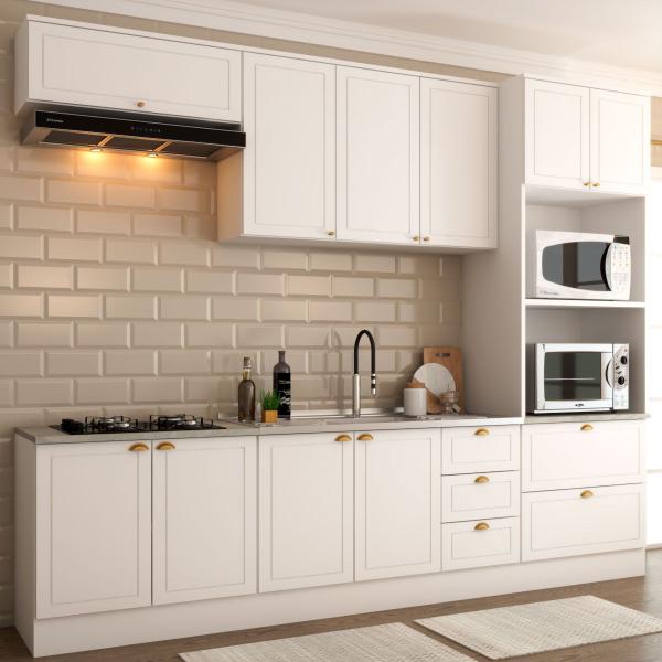 Imagem de Cozinha Completa Orlando 10 Portas 5 Gavetas 100% Mdf Americana Branco - Panorama Móveis