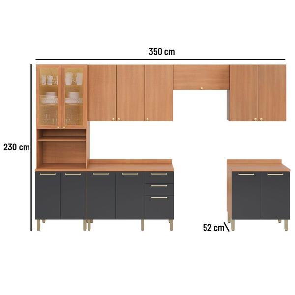 Imagem de Cozinha Completa Sálvia 14 Portas 3 Gavetas 908433 Freijó/Grafite - Thela