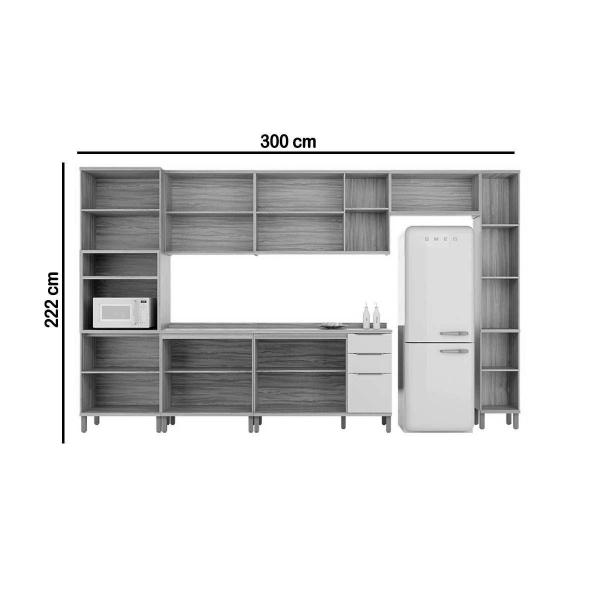 Imagem de Cozinha Completa Sauvignon 7 Peças (3Aéreos+2Balcões+1Paneleiro+1TorreQuente) C7P91 Amendoa/Off White - Ronipa
