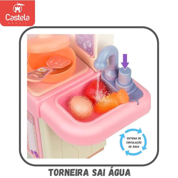 Imagem de Cozinha Completa Solta Fumaça Sai Água Luz Infantil Castela