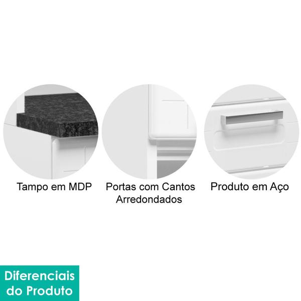 Imagem de Cozinha de Aço Compacta 4 Peças com 14 Portas e 1 Gaveta Multipla Bertolini Branco 