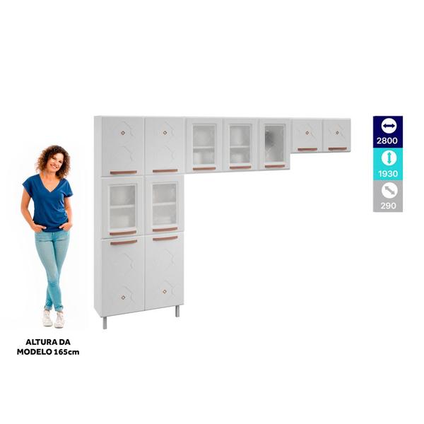 Imagem de Cozinha de Aço Compacta Telasul Mirage New 5 Vidros 3 Peças Branco - Telasul