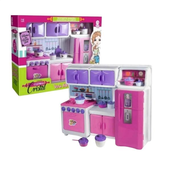 Imagem de Cozinha De Brinquedo Infantil Completa Rosa Meninas