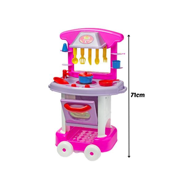 Imagem de Cozinha De Brinquedo Infantil Play Time 71cm Com Acessórios Rosa De Menina Completa Cotiplás