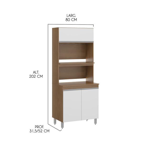 Imagem de Cozinha de Canto Modulada com Armário Aéreo Balcão Sabrina 252/294x202 Cm 10 Peças MDP Branco MENU