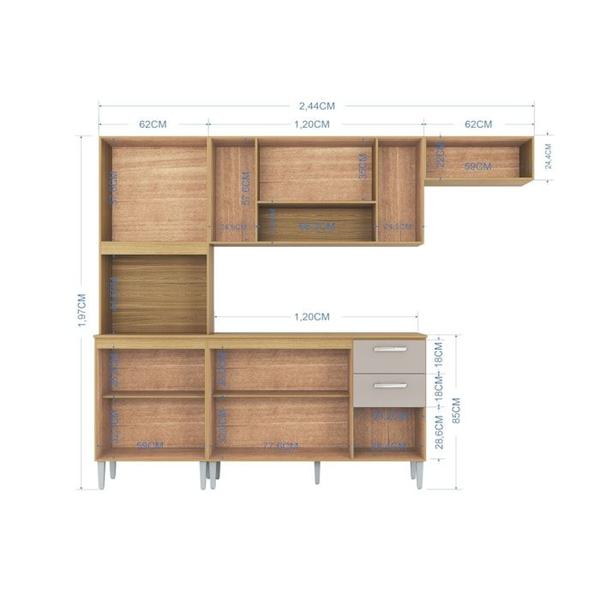 Imagem de Cozinha E Balcao Com Tampo 244 cm 506X07 Damasco Off White POQQ