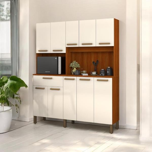 Imagem de Cozinha Elegante 10 Portas Jade Cinamomo e Off White