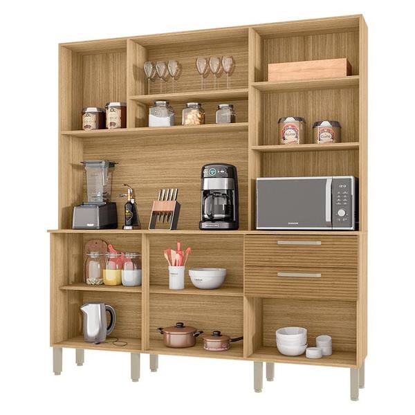 Cozinha Ferrara 6 Portas e 2 Gavetas Freijó Supremo Ripado - Kits Paraná Imagem de Cozinha Ferrara 6 Portas e 2 Gavetas Freijó Supremo Ripado - Kits Paraná