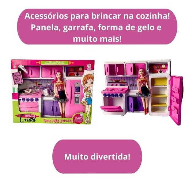 Imagem de Cozinha Fogão Infantil Brinquedo Menina Completa Grande Rosa