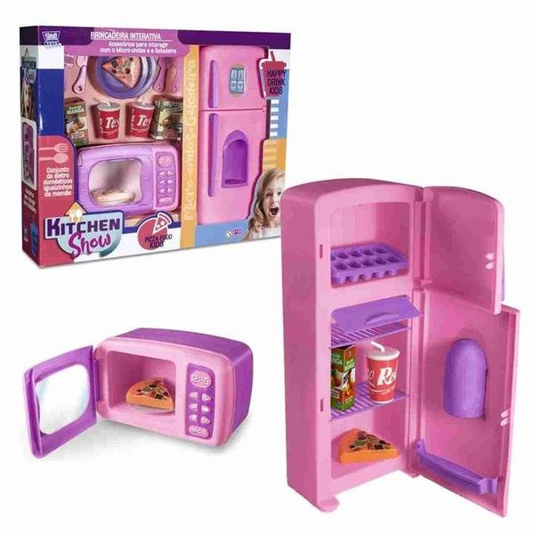 Imagem de Cozinha Gourmet Chef Kids Geladeira + Micro Ondas Brinquedo Cor Rosa Com Roxo