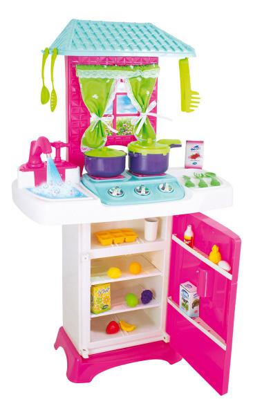 Imagem de Cozinha Gourmet De Brinquedo Infantil Rosa Com Pia Sai Agua