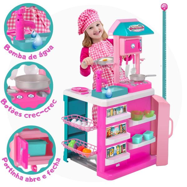 Cozinha Gourmet Infantil Completa Brinquedo com Acessórios Torneirinha com Água Cozinha Gourmet Infantil Completa Brinquedo com Acessórios Torneirinha com Água
