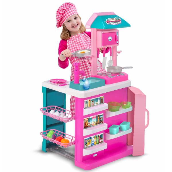 Imagem de Cozinha Gourmet Infantil Completa Rosa Sai Água Magic Toys 8016