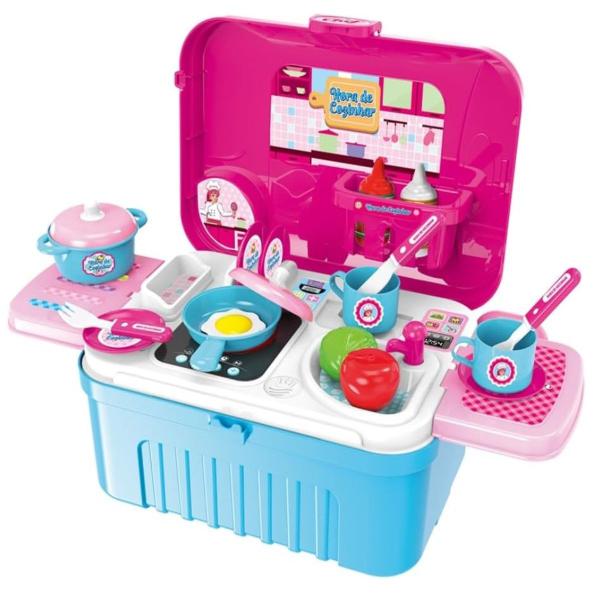 Imagem de Cozinha Infantil 3 Em 1 Com Mala De Viagem Brinquedo Meninas