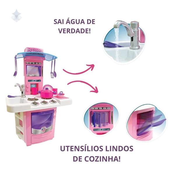 Imagem de Cozinha Infantil Big Star + Geladeira Menina com Acessórios