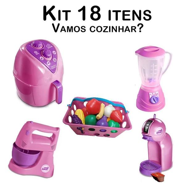 Imagem de Cozinha Infantil Cestinha Mercado Casinha Comidinha 18pç