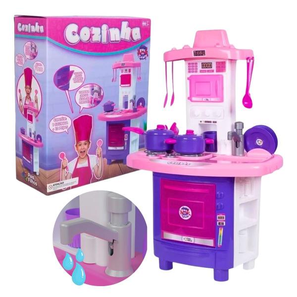 Imagem de Cozinha Infantil Completa Menina com Acessórios Sai Água 