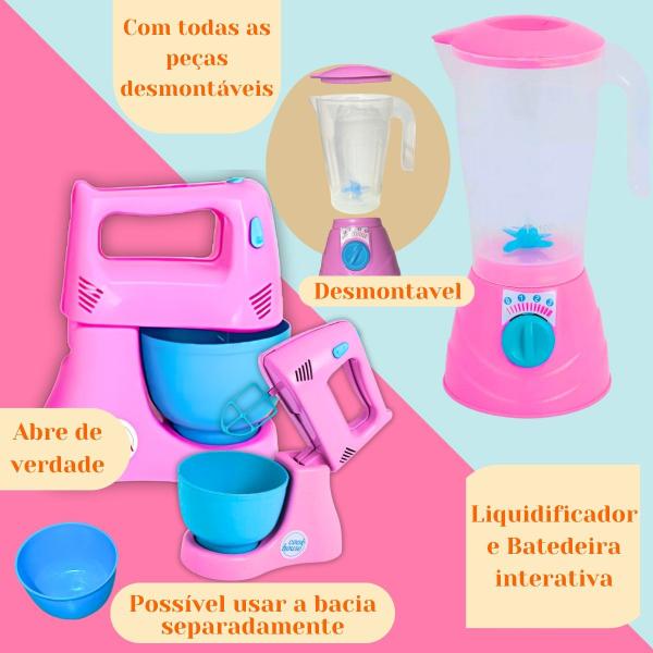 Imagem de Cozinha Infantil Completa Mercado Comida Fogão Air Fryer