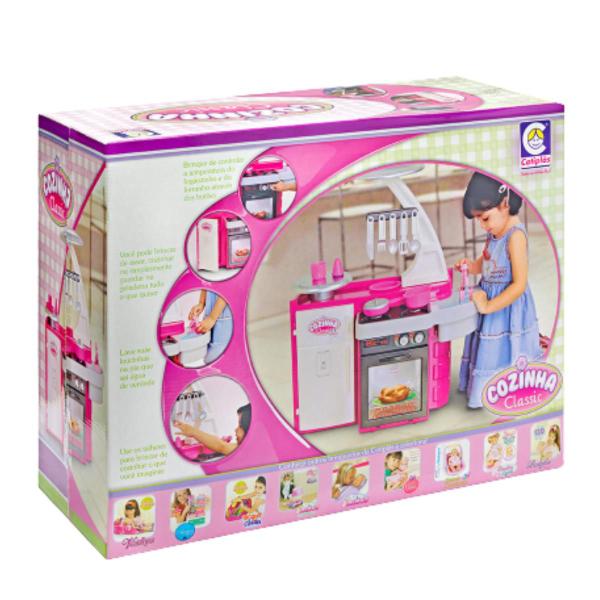 Imagem de Cozinha Infantil De Brinquedo Classic Menina Grande Completa Fogão Pia Geladeia Brinquedos Cotiplás