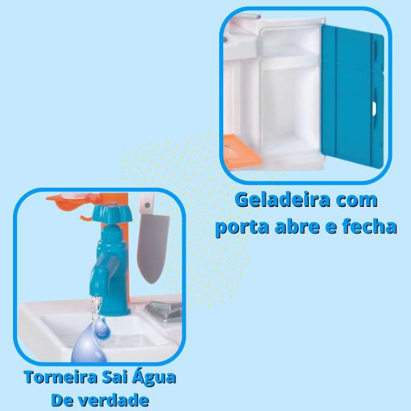 Imagem de Cozinha Infantil De Brinquedo Completa Grande Com Acessórios Sai Água De Verdade Brinquedos Magic Toys