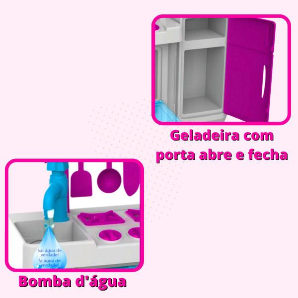 Imagem de Cozinha Infantil De Brinquedo Completa Grande Com Acessórios Sai Água De Verdade Brinquedos Magic Toys