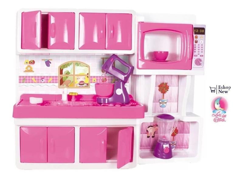 Imagem de Cozinha Infantil De Brinquedo Completa Grande Sai Água Rosa