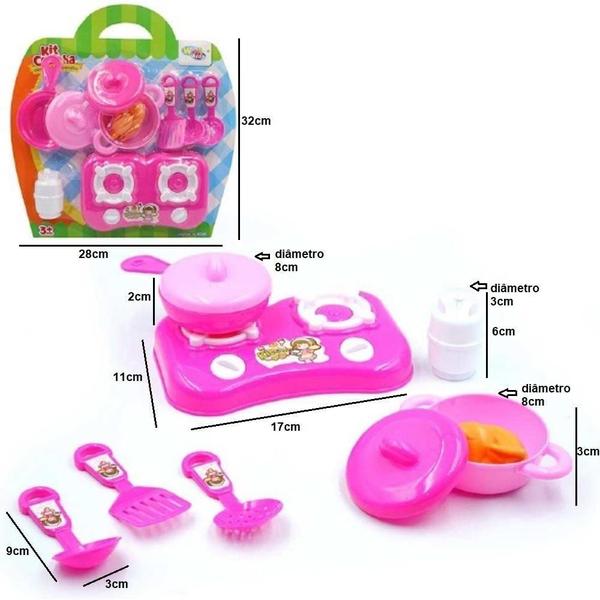 Imagem de Cozinha infantil kit completo rosa fogão panelas utensílios menina