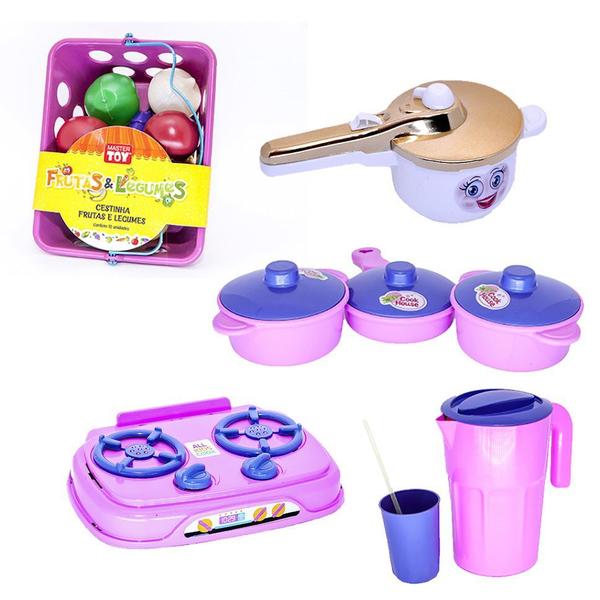 Imagem de Cozinha Infantil Menina Brinquedo Mercado Panela Jarra 21pç