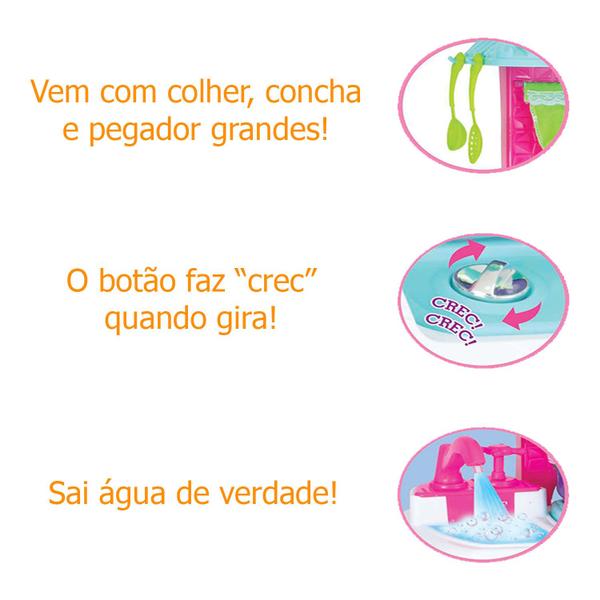 Imagem de Cozinha Infantil Menina Completa Fogão Grande 74cm C/ Geladeira Acessórios Lançamento 