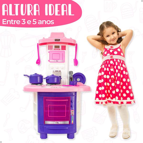 Imagem de Cozinha Infantil Menina Completa Pia Fogão Forno Sai Água - Pais E Filhos