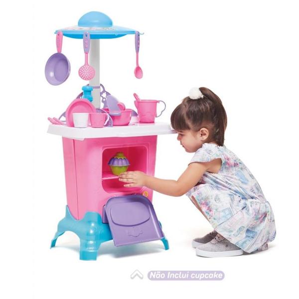 Imagem de Cozinha Infantil Menina Completa Pia Fogão Forno Sai Água Princesa