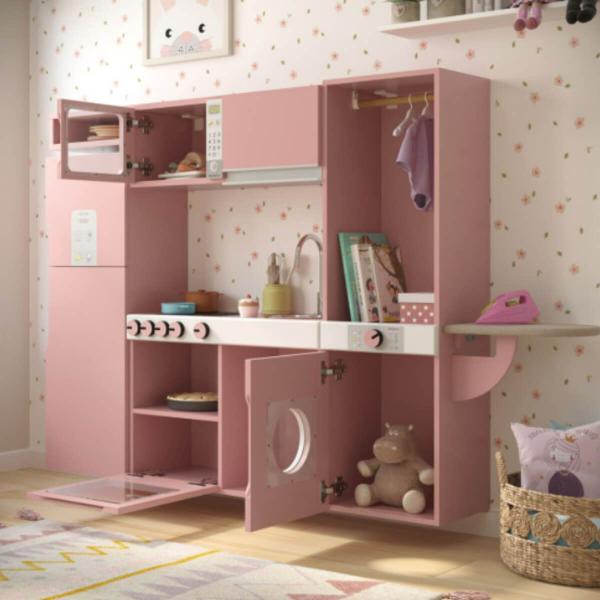Cozinha Infantil Rose Luli com Refrigerador Fogão Micro-Ondas e Máquina de Lavar com Tabua Passar - Ofertamo Imagem de Cozinha Infantil Rose Luli com Refrigerador Fogão Micro-Ondas e Máquina de Lavar com Tabua Passar - Ofertamo