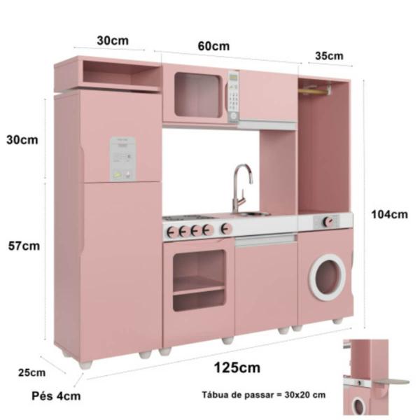 Cozinha Infantil Rose Luli com Refrigerador Fogão Micro-Ondas e Máquina de Lavar com Tabua Passar - Ofertamo Imagem de Cozinha Infantil Rose Luli com Refrigerador Fogão Micro-Ondas e Máquina de Lavar com Tabua Passar - Ofertamo