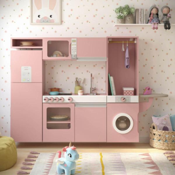 Cozinha Infantil Rose Luli com Refrigerador Fogão Micro-Ondas e Máquina de Lavar com Tabua Passar - Ofertamo Imagem de Cozinha Infantil Rose Luli com Refrigerador Fogão Micro-Ondas e Máquina de Lavar com Tabua Passar - Ofertamo