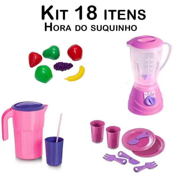 Imagem de Cozinha Infantil Suco Jarra Copo Fruta Liquidificador 18pç