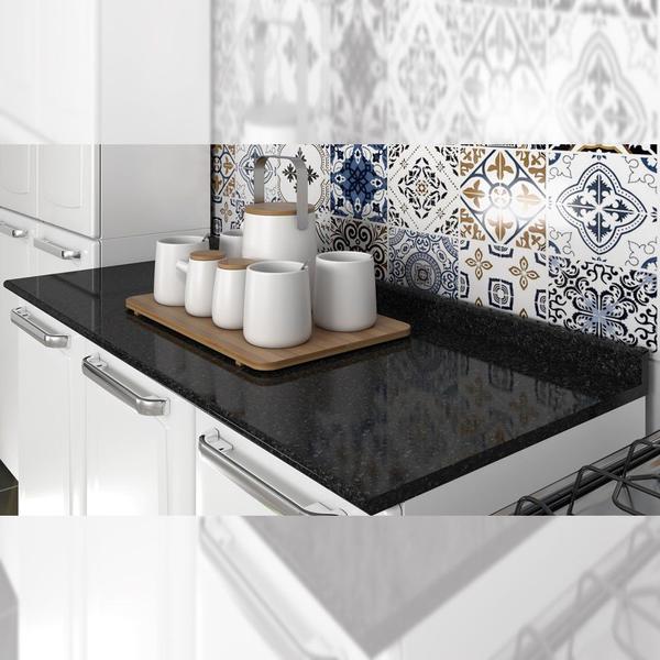 Cozinha Itatiaia Luce com Armários Aéreos e Balcão 2 Gavetas 8 Portas 3 Vidros Branco / Preto Imagem de Cozinha Itatiaia Luce com Armários Aéreos e Balcão 2 Gavetas 8 Portas 3 Vidros Branco / Preto