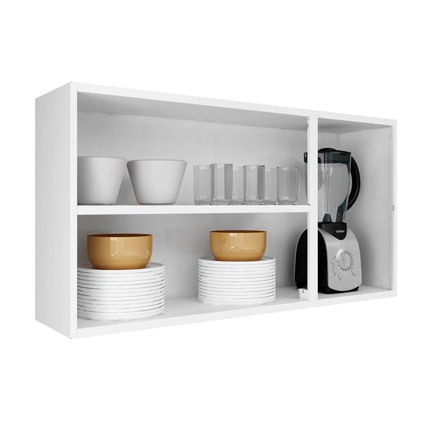 Cozinha Itatiaia Luce com Armários Aéreos e Balcão 2 Gavetas 8 Portas 3 Vidros Branco / Preto Imagem de Cozinha Itatiaia Luce com Armários Aéreos e Balcão 2 Gavetas 8 Portas 3 Vidros Branco / Preto