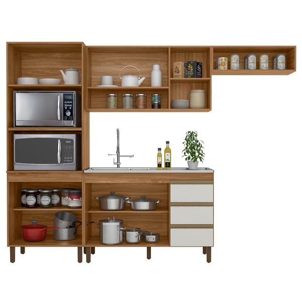 Imagem de Cozinha Karen 4 Módulos Nature/Off White 100% MDF